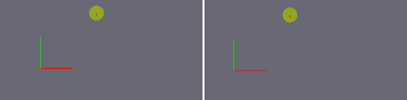 Comparison of a moving entity in my game engine with and without interpolation.