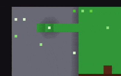 GIF of circle using context steering to avoid colliding with the obstacle.