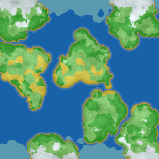 World map showing continents and basic biome allocations