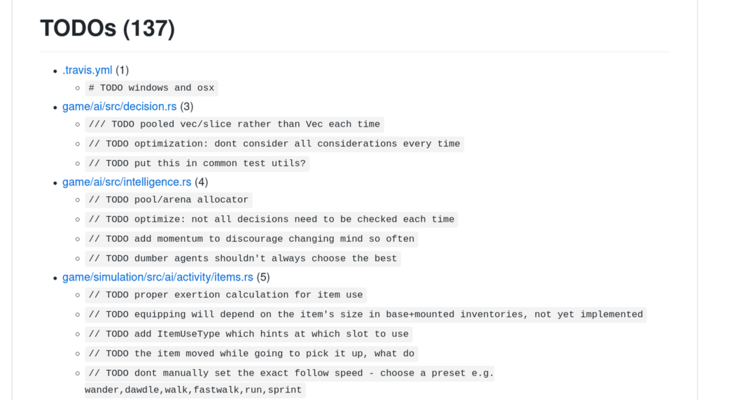 Example generated markdown rendered on GitHub